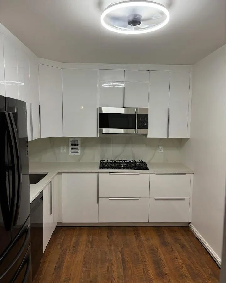 Renovated kitchen with quartz countertops in Brent
